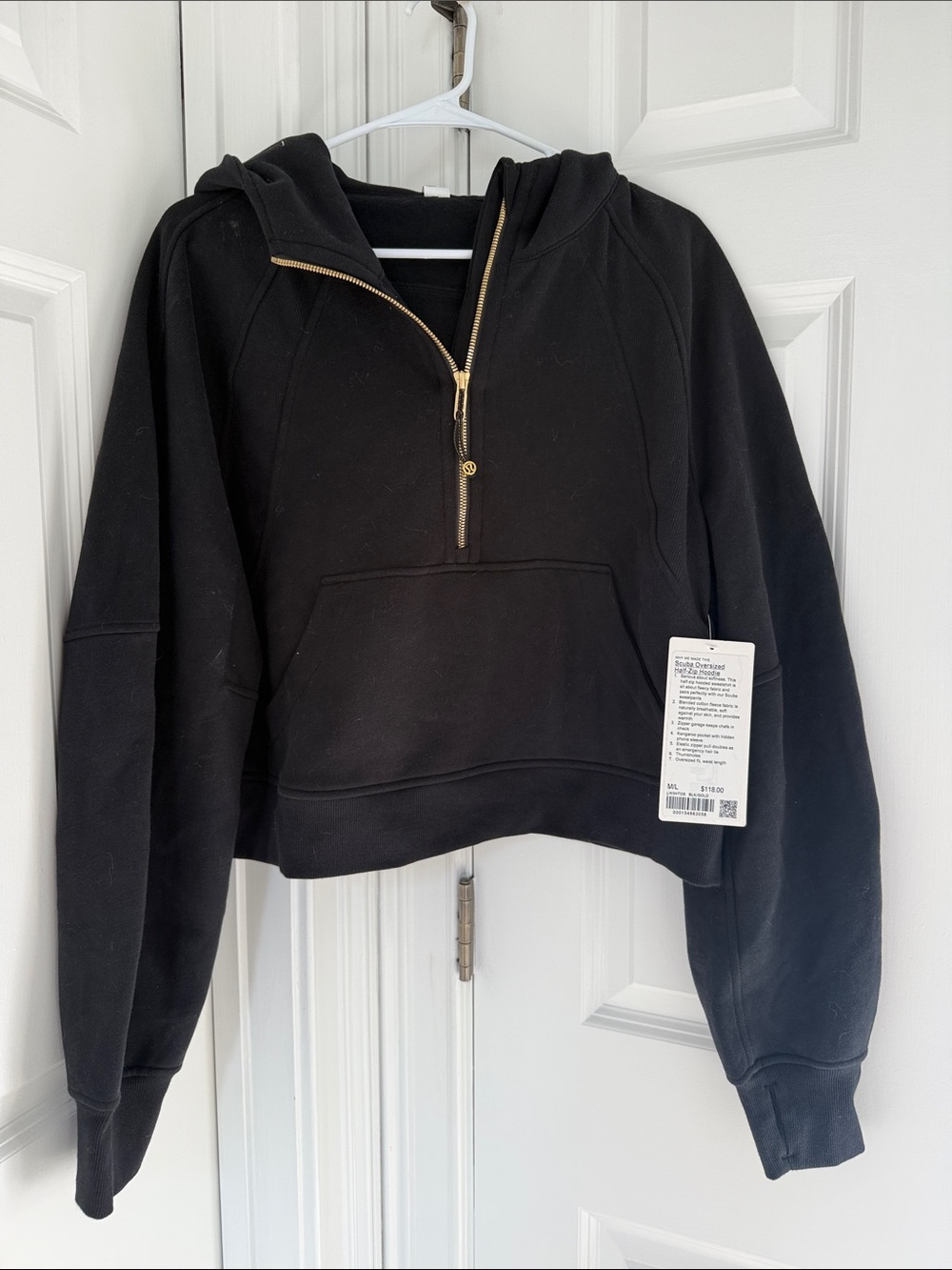 lululemon athletica Black Half-Zip Hooded Pullover with Gold Zip